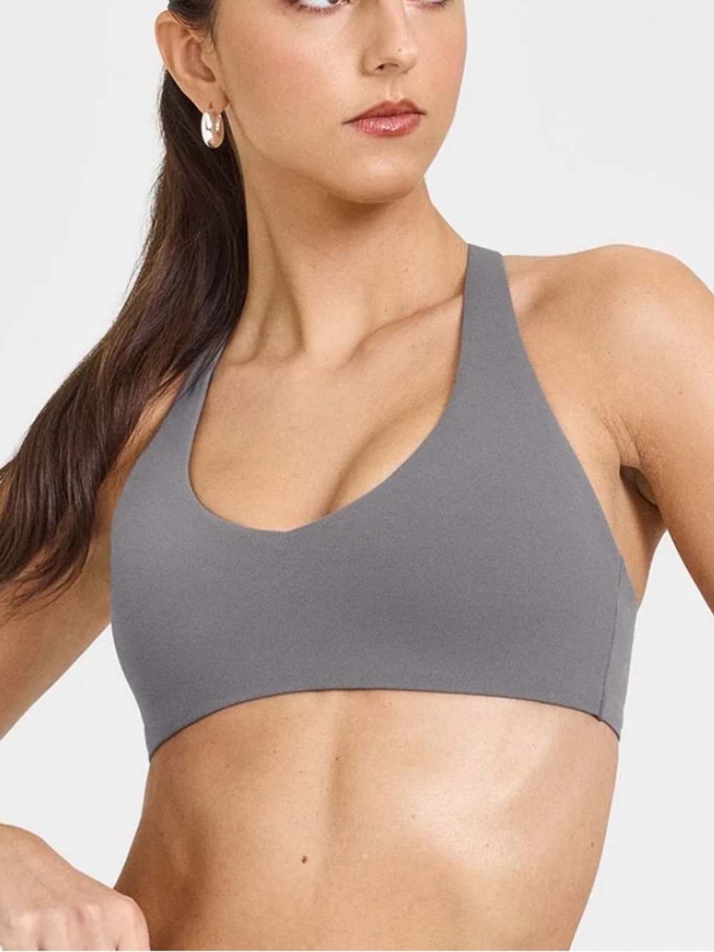 Oner Active Softmotion Bralette Sports Bra S Ash Gray Seamless V Neck